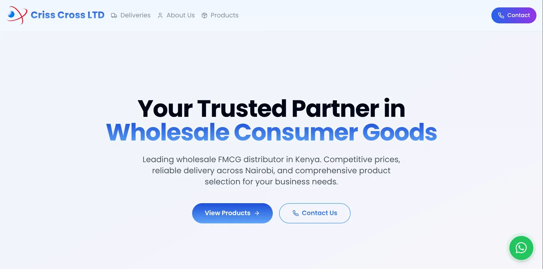 Criss Cross FMCG brand website — TekZuri case study in consumer goods digital presence and distributor enablement