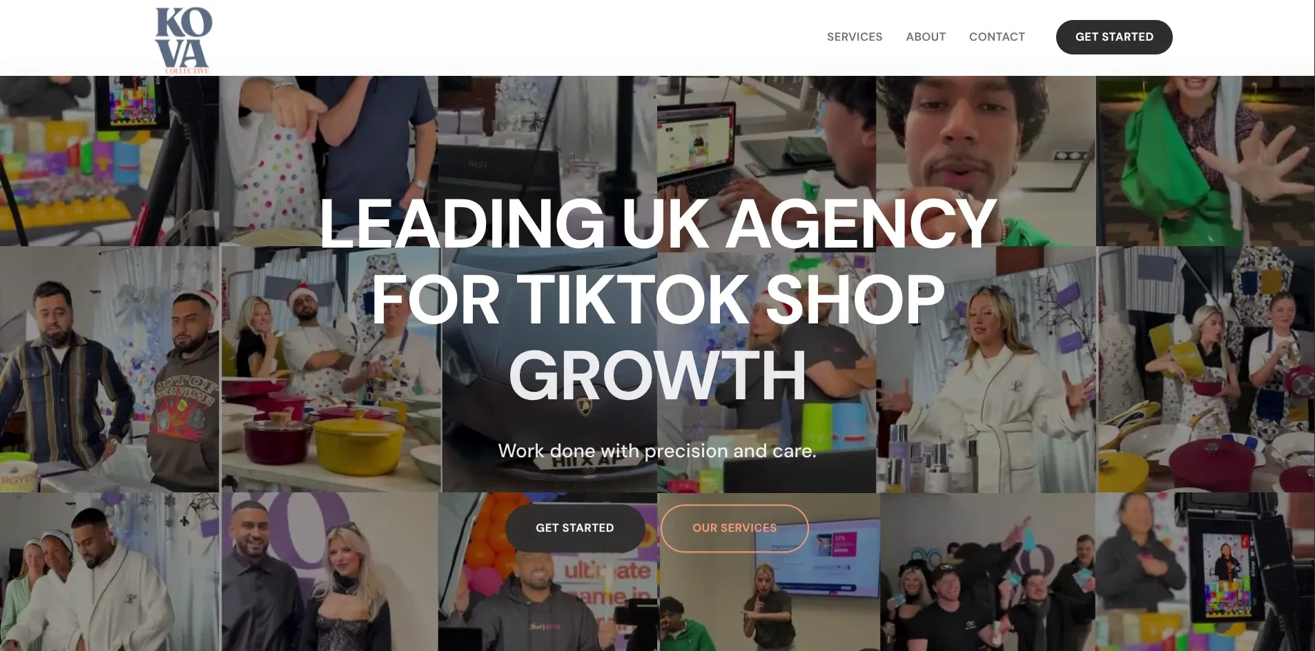 Kova Collective social commerce agency brand website — TekZuri case study in brand identity and web design